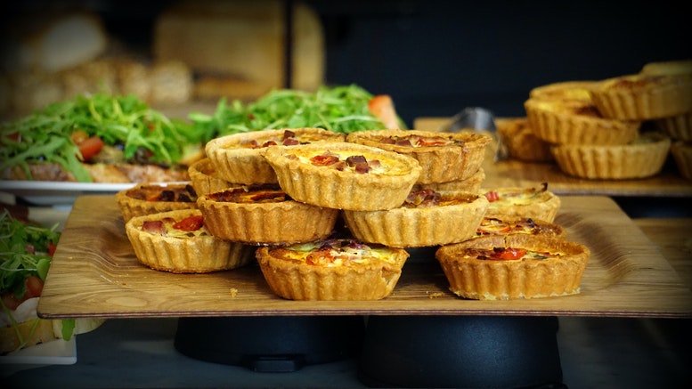 Butternut, sage & Hazelnut quiche ready to be served.